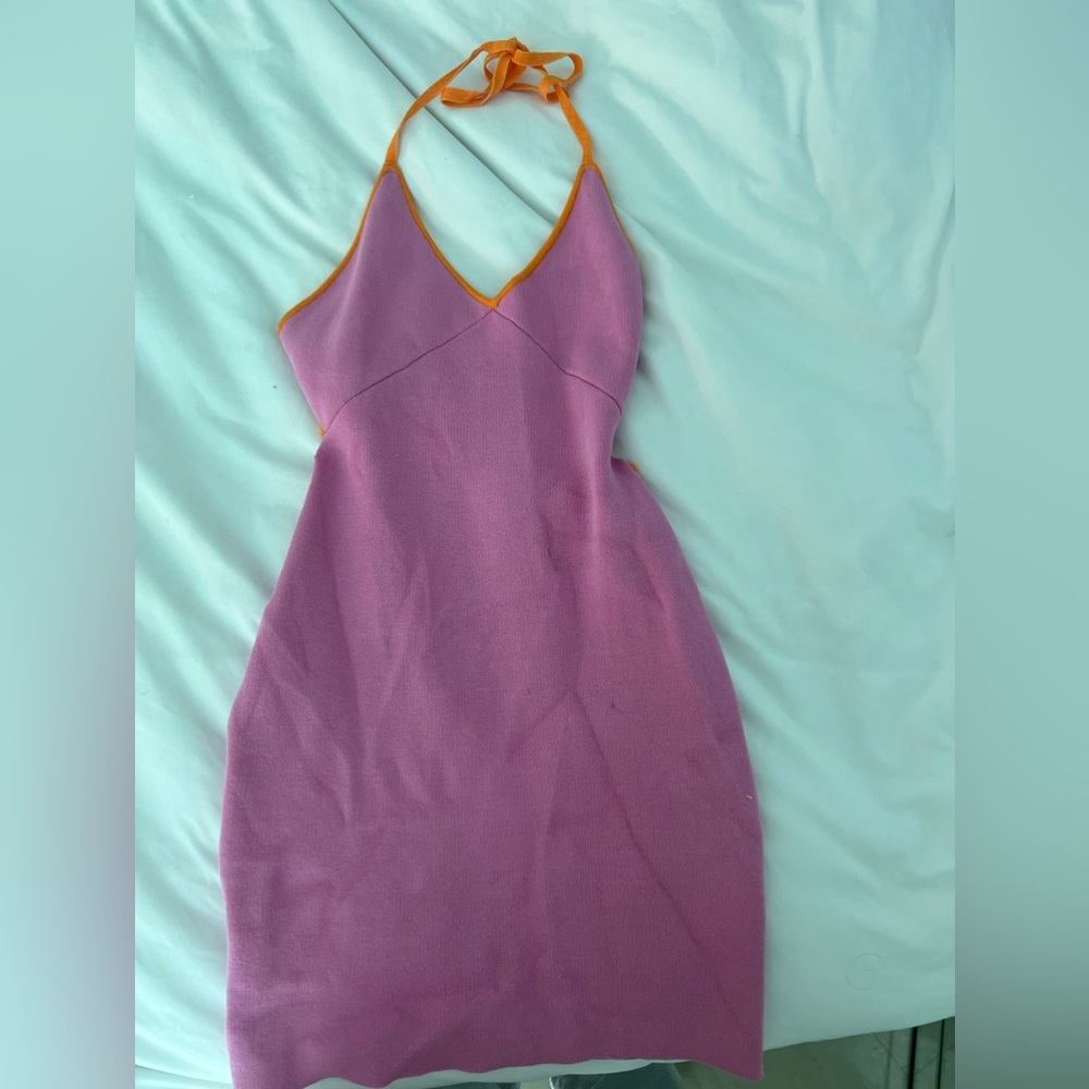 White Fox Boutique Pink and Orange Mini Dress